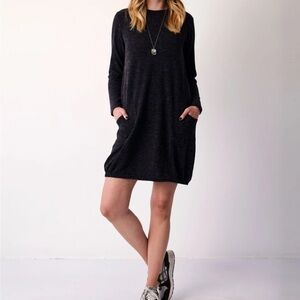 GOOD Clothing South Africa Ribbed Knee-Length Bubble Hem Sweater Dress Navy Blue